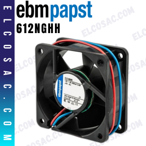 612NGHH | VENTILADOR AXIAL 60X60X25MM 12V DC 3.8W | EBM-PAPST